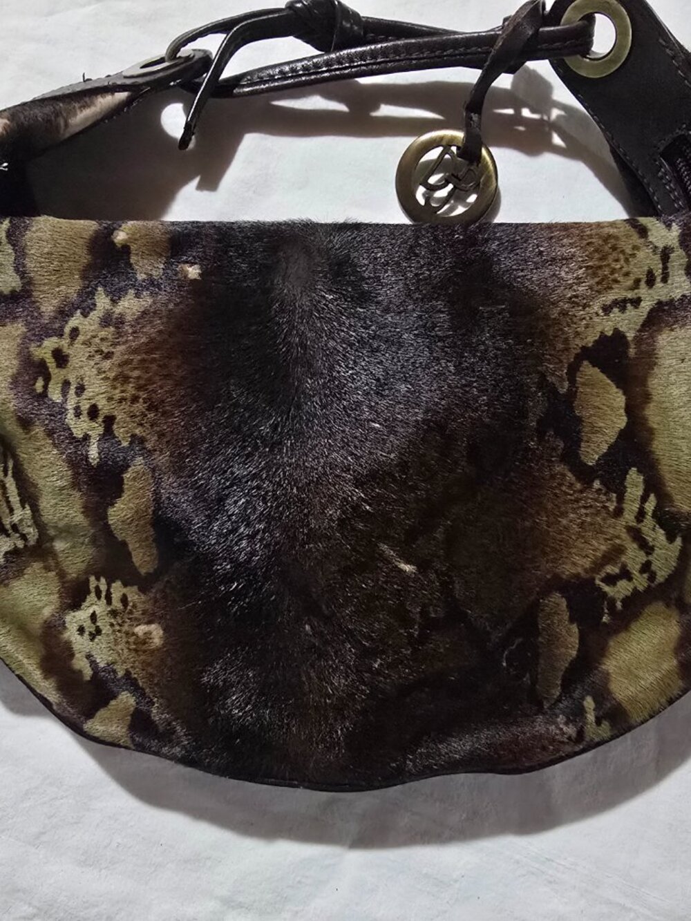 Donald J Pliner Couture Calf Hair Snake Print Handbag Luxe Italian Shoulder Bag - Picture 7 of 16